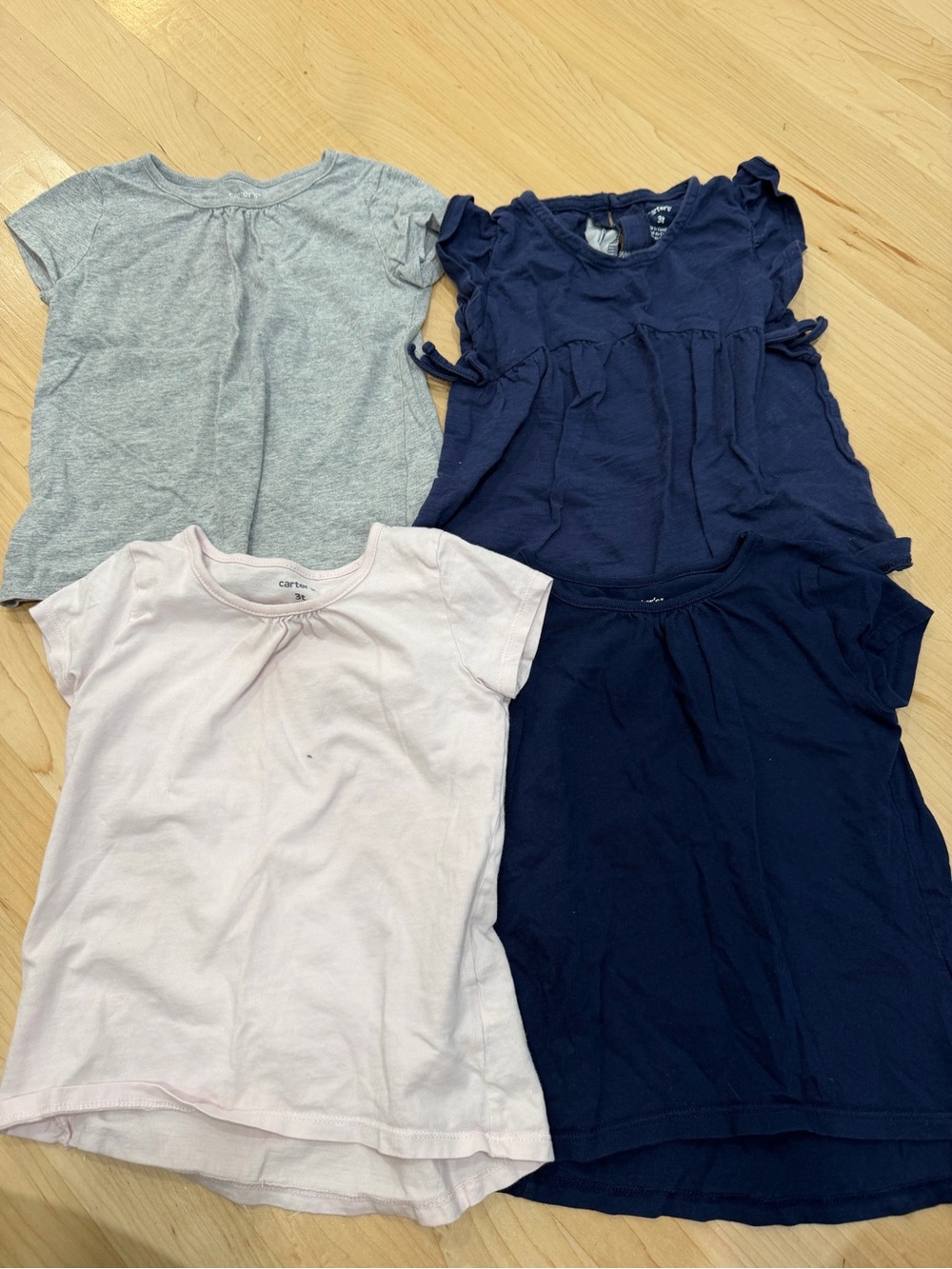 Carter's Light Pink, Navy & Heather Gray Girls Short-Sleeve Tees - 4 Pack Mix